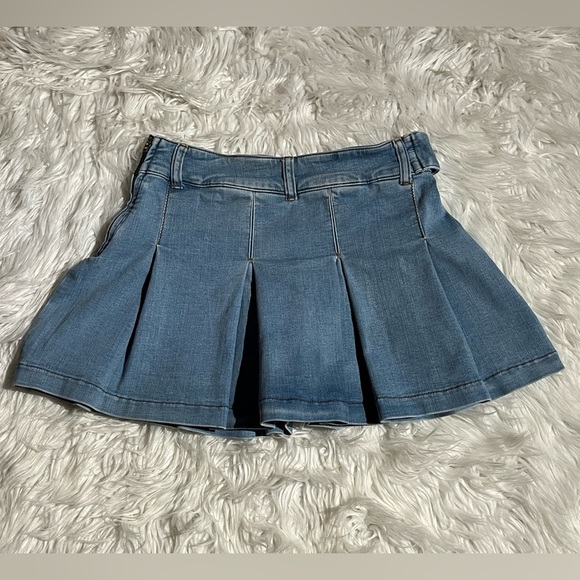 Vintage 90s Y2K Miss Sixty Light Denim Micro Mini Skirt Pleated Side Zip Stretch - Picture 3 of 11